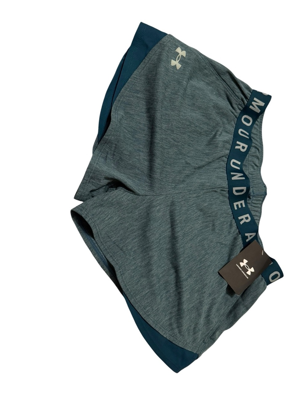 Under Armour women  Teal Heather Training Shorts with Navy Trim size m